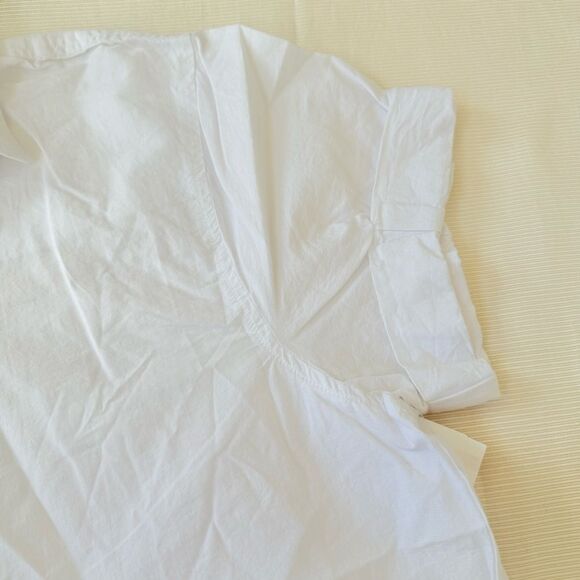 Madewell Womens White Top Shirt Shorsleeve Cotton Linen Small S - Picture 3 of 4